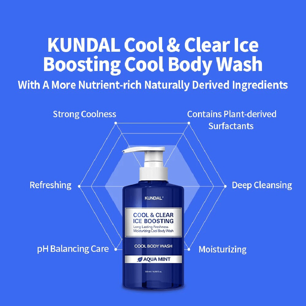 Kundal Cool & Clear Ice Boosting Body Wash Aqua Mint 500 ml