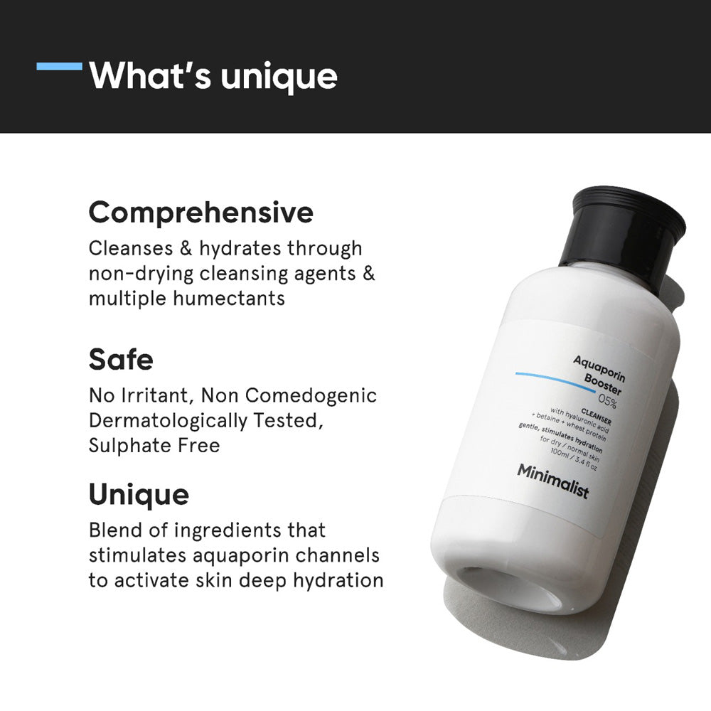 Minimalist 5% Aquaporin Booster Hydrating Sulphate Free Face Wash with Hyaluronic Acid 100 ml