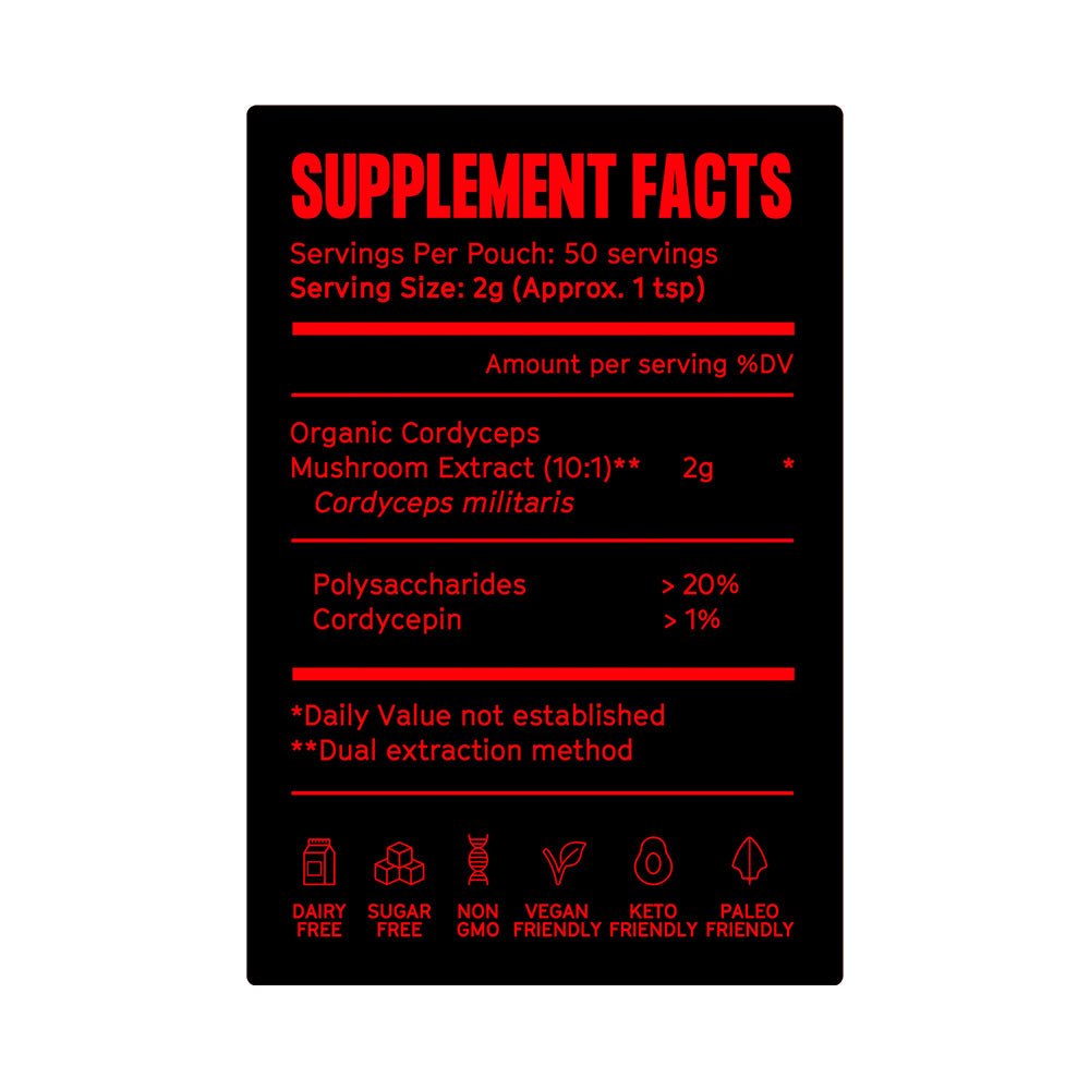 Pure Filth Cordyceps Mushroom Extract Powder 100g (50 Servings)