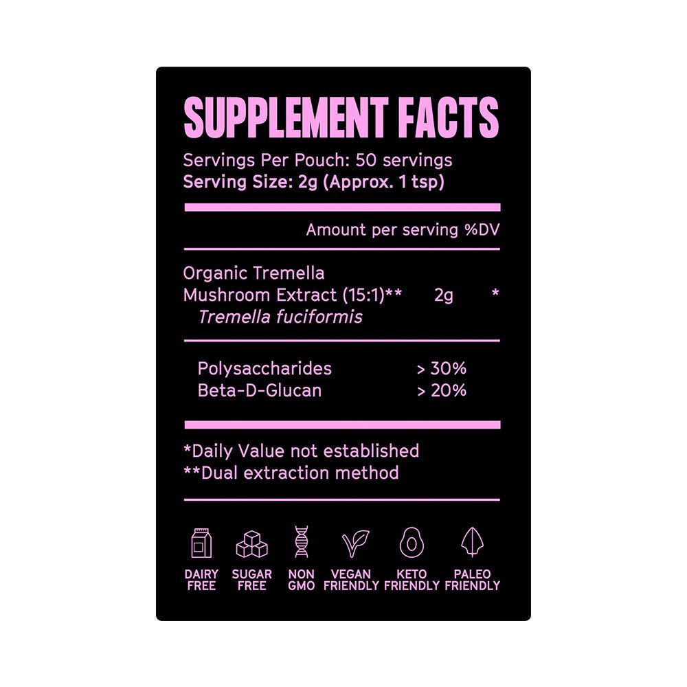Pure Filth Tremella Mushroom Extract Powder 100g (50 Servings)