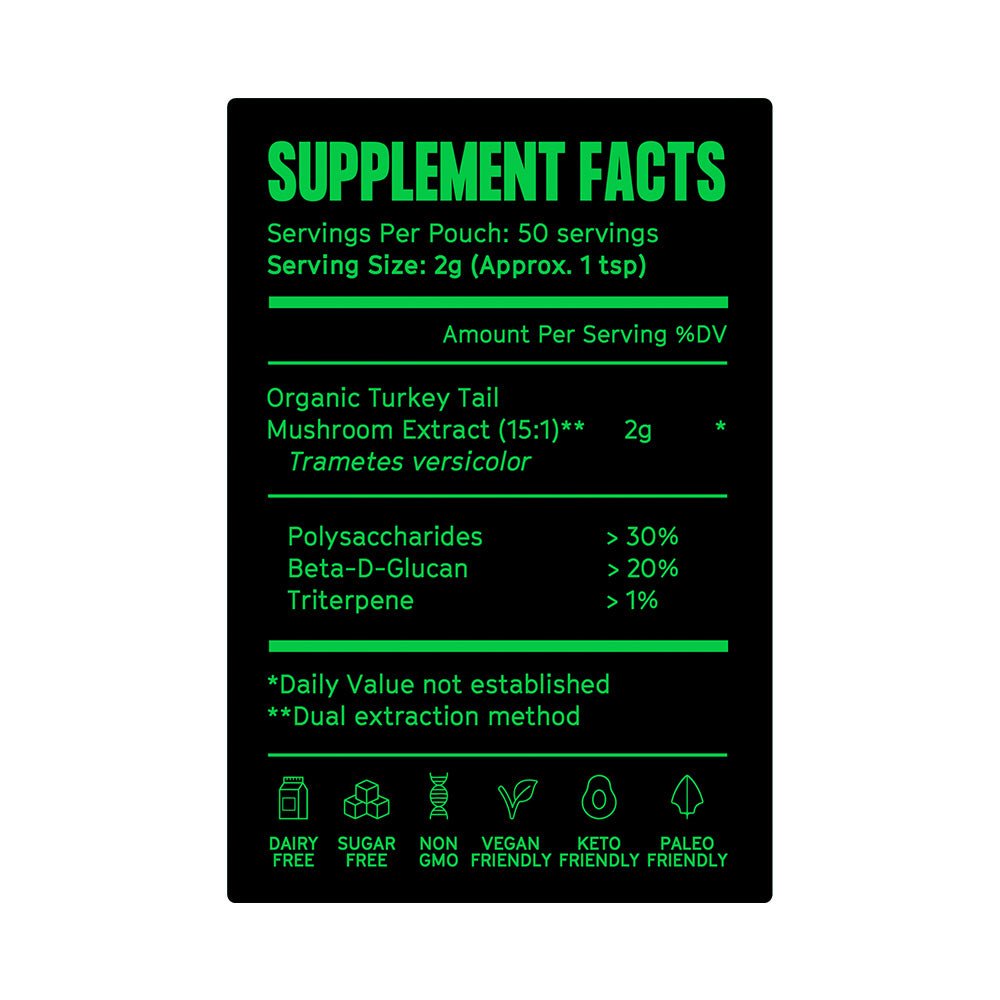 Pure Filth Turkey Tail Mushroom Extract Powder 100g (50 Servings)