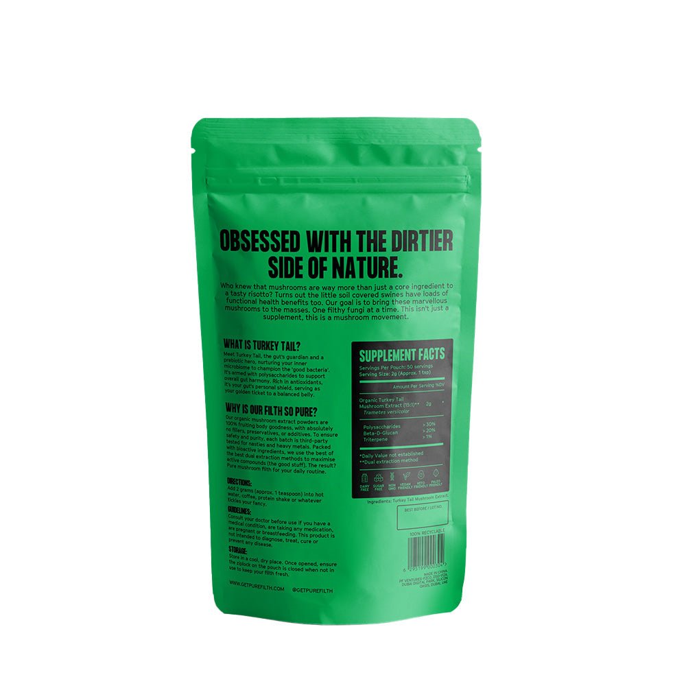 Pure Filth Turkey Tail Mushroom Extract Powder 100g (50 Servings)