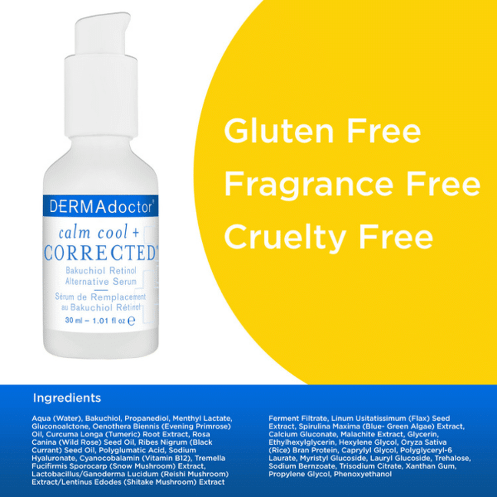 DERMAdoctor Calm Cool &amp; Corrected Bakuchiol Retinol Alternative Serum for Sensitive, Dry, and Rosacea-Prone Skin 30ml