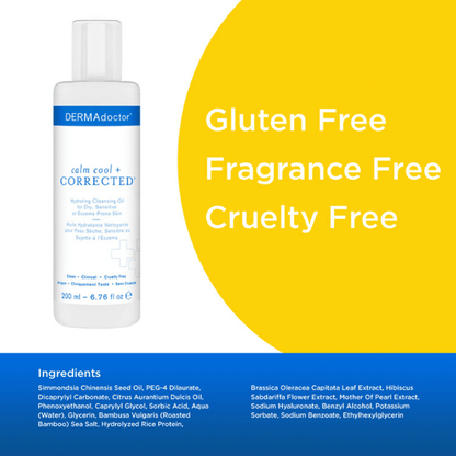 DERMAdoctor Calm Cool &amp; Corrected Gentle Cleansing Oil &amp; Makeup Remover for Dry, Sensitive &amp; Eczema-Prone Skin 200ml