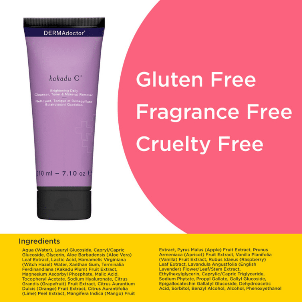 DERMAdoctor Kakadu C Vitamin C Brightening 3-in-1 Cleanser Toner &amp; Make-up Remover for All Skin Types 210ml