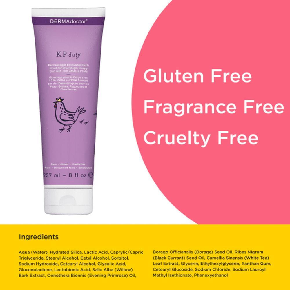 DERMAdoctor KP Duty Exfoliating Body Scrub for Dry, Rough Skin &amp; Keratosis Pilaris with 10% AHAs + BHAs 237ml