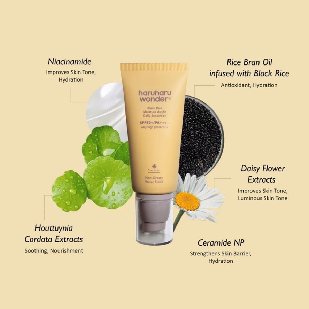 HaruHaru Wonder Black Rice Moisture Airyfit Daily Sunscreen SPF 50+/PA++++ 50 ml