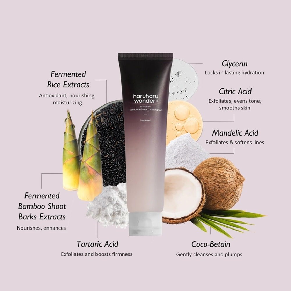 HaruHaru Wonder Black Rice Triple AHA Gentle Cleansing Gel 100 ml