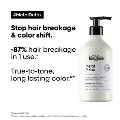 LOreal  Professionnel Metal Detox Sulfate Free Shampoo with Glicoamine &amp; Ionene for Hair Breakage 500 ml