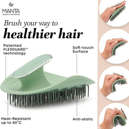 Manta Hair Brush Original Serene Green / White Gold
