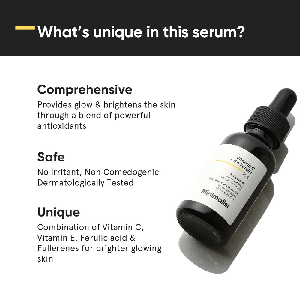 Minimalist 16% Vitamin C Face Serum With Vit E, &amp; Ferulic Acid 20ml