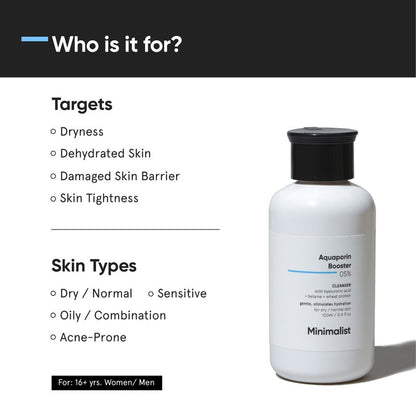 Minimalist 5% Aquaporin Booster Hydrating Sulphate Free Face Wash with Hyaluronic Acid 100 ml