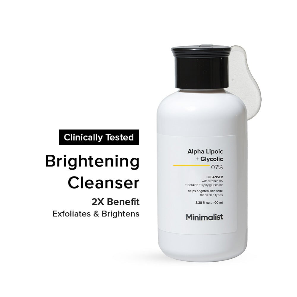 Minimalist 7% ALA &amp; AHA Brightening Face Wash with Vitamin B5, Glycolic Acid &amp; Alpha Lipoic Acid 100ml
