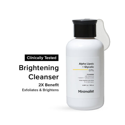 Minimalist 7% ALA &amp; AHA Brightening Face Wash with Vitamin B5, Glycolic Acid &amp; Alpha Lipoic Acid 100ml