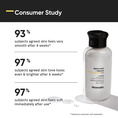 Minimalist 7% ALA &amp; AHA Brightening Face Wash with Vitamin B5, Glycolic Acid &amp; Alpha Lipoic Acid 100ml