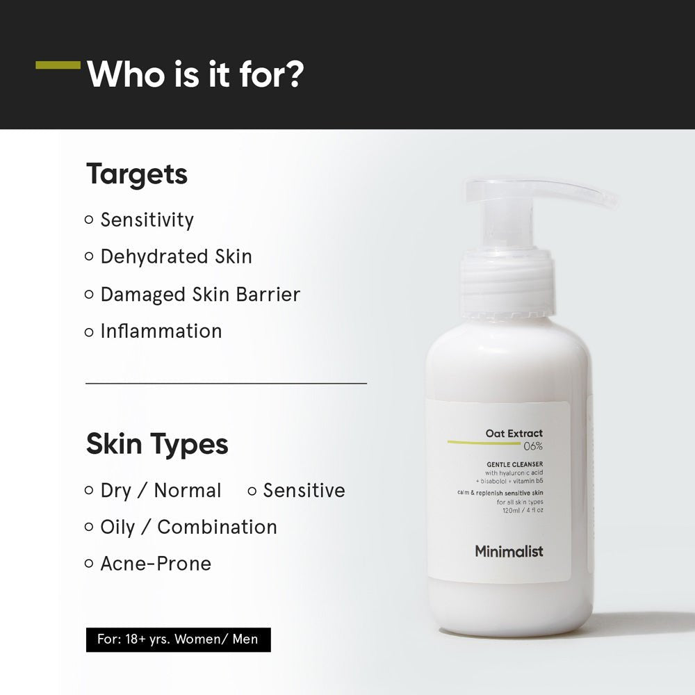 Minimalist Gentle Cleanser 6% Oat Extract Gentle Face Wash With Hyaluronic Acid 120 ml