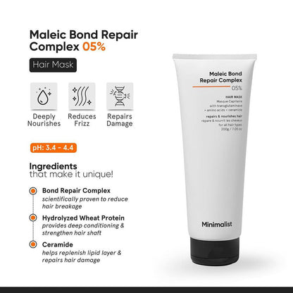 Minimalist Maleic Bond Repair Complex 05% Hair Mask with Transglutaminase, Amino Acids &amp; Ceramides 200 gm