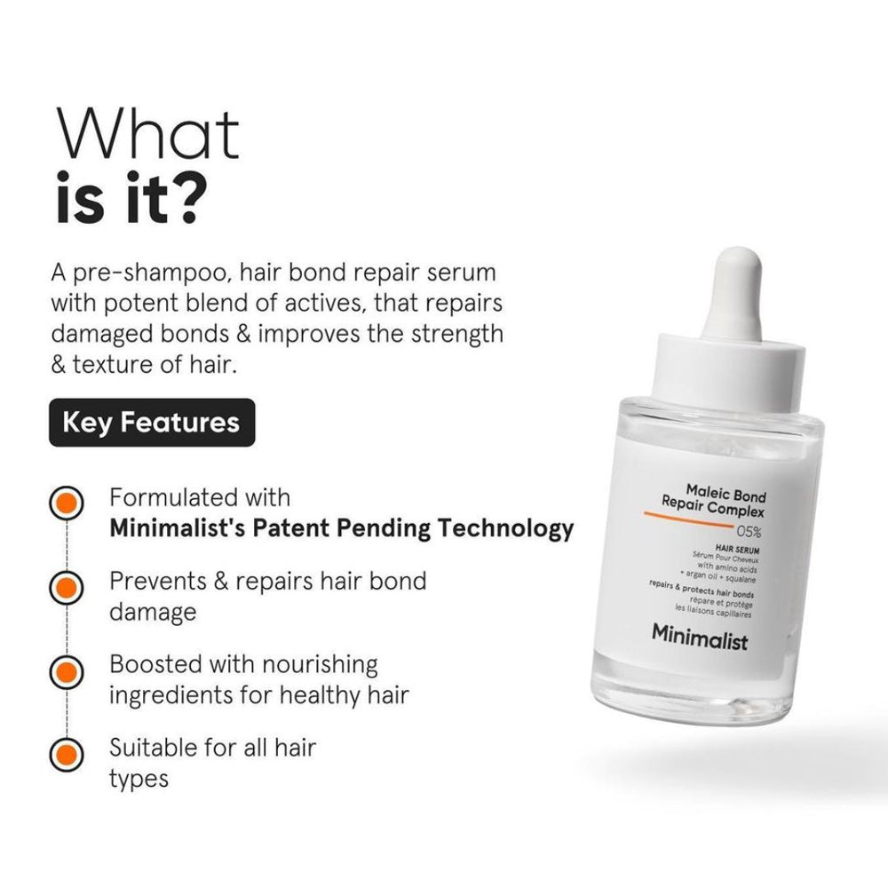 Minimalist Maleic Bond Repair Complex 05% Hair Serum with Amino Acids, Argan Oil &amp; Squalane 50 ml