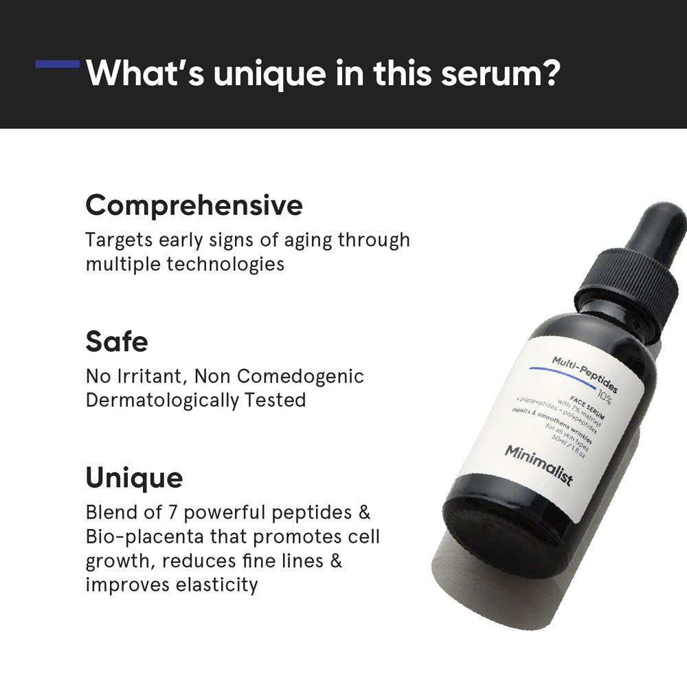 Minimalist Multi Peptides Face Serum with 7% Matrixyl 3000 &amp; 3% Bio-Placenta 30ml