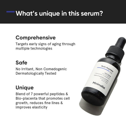 Minimalist Multi Peptides Face Serum with 7% Matrixyl 3000 &amp; 3% Bio-Placenta 30ml