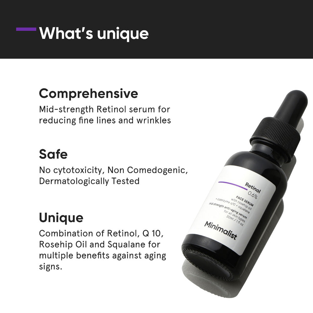 Minimalist Retinol 0.6% Mid-Strength Anti Aging Face Serum 30 ml