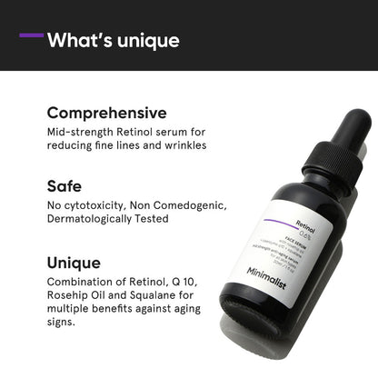 Minimalist Retinol 0.6% Mid-Strength Anti Aging Face Serum 30 ml