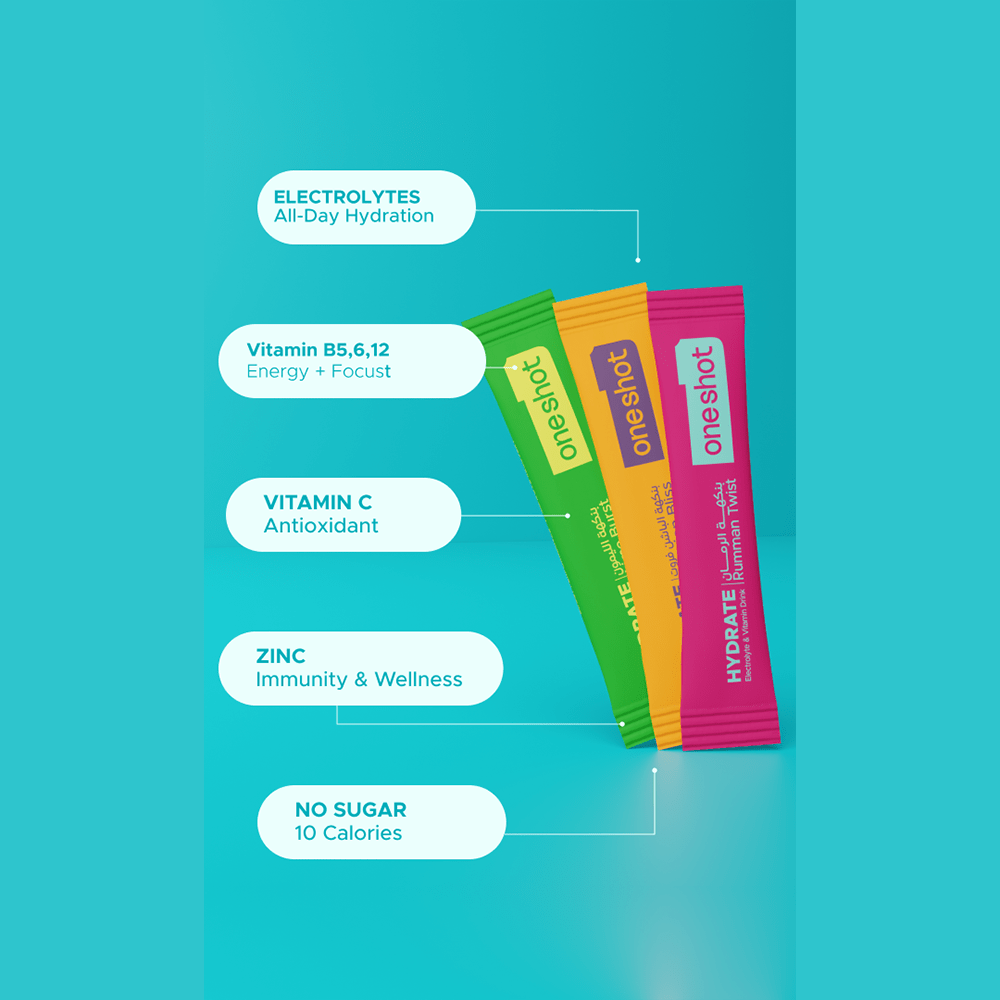Oneshot Hydrate  Electrolyte &amp; Vitamin Drink Mix Taste Pack (3 Sticks)