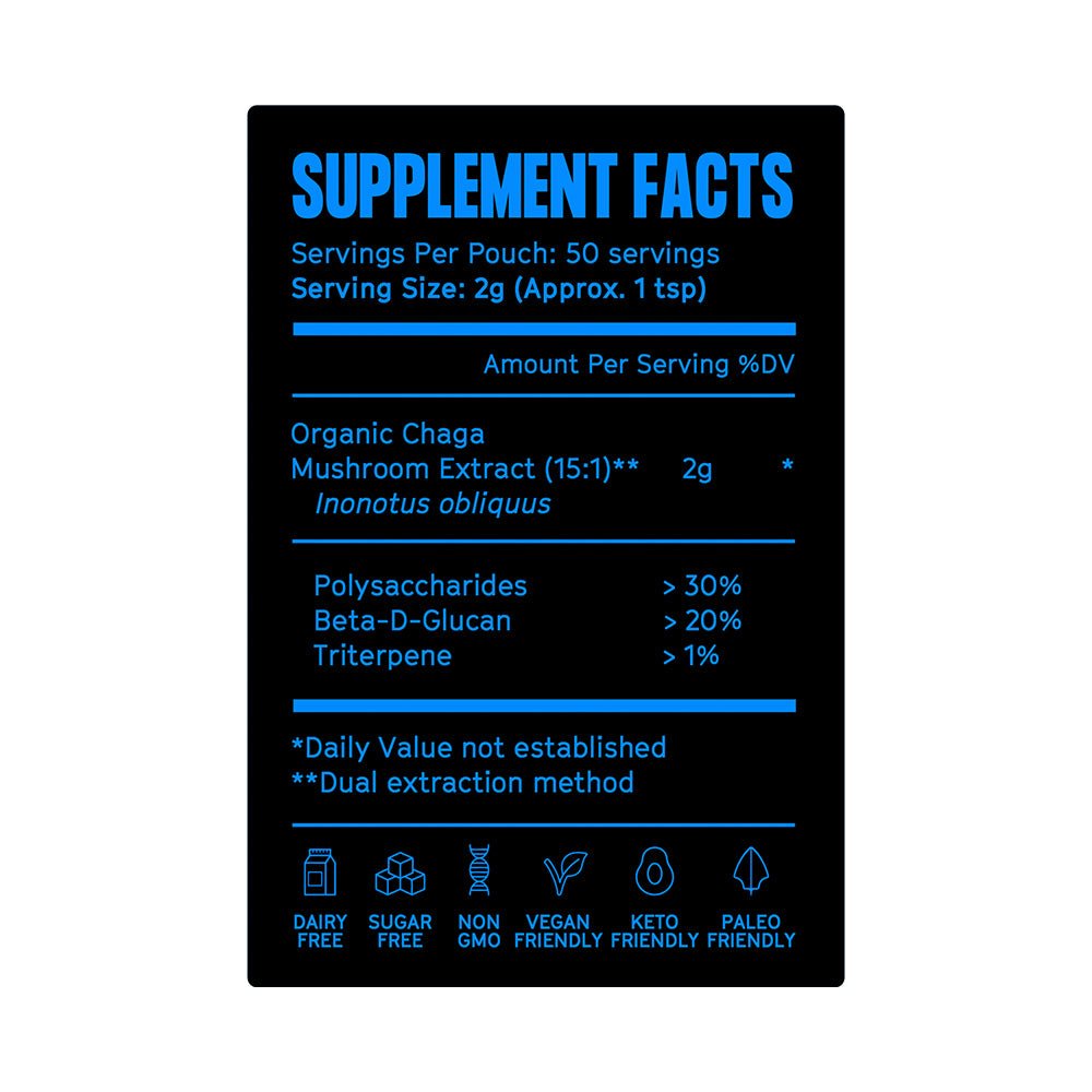 Pure Filth Chaga Mushroom Extract Powder  100g (50 Servings)
