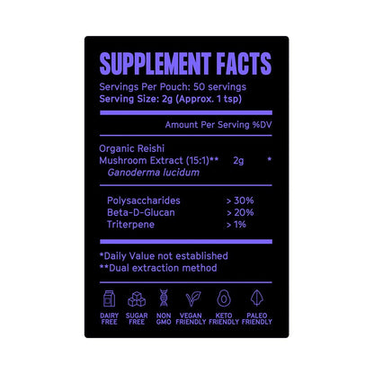 Pure Filth Reishi Mushroom Extract Powder  100g (50 Servings)