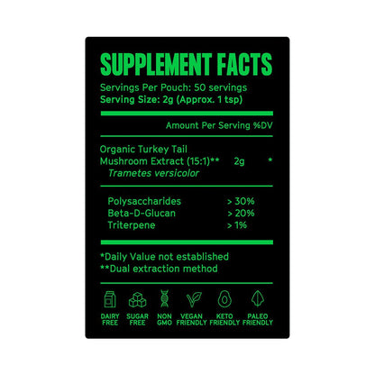 Pure Filth Turkey Tail Mushroom Extract Powder  100g (50 Servings)