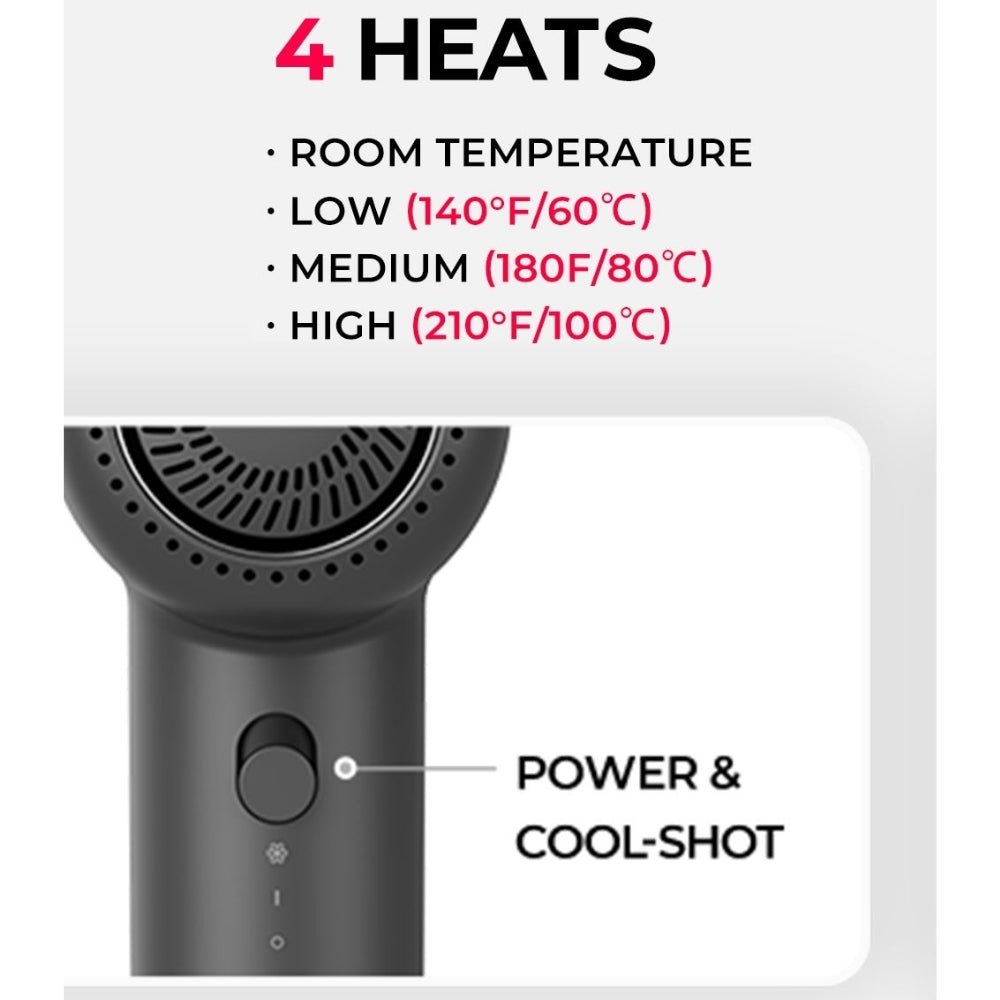 Tymo Airhype Lite High-Speed Hair Dryer Gray 3 Nozzles 240V