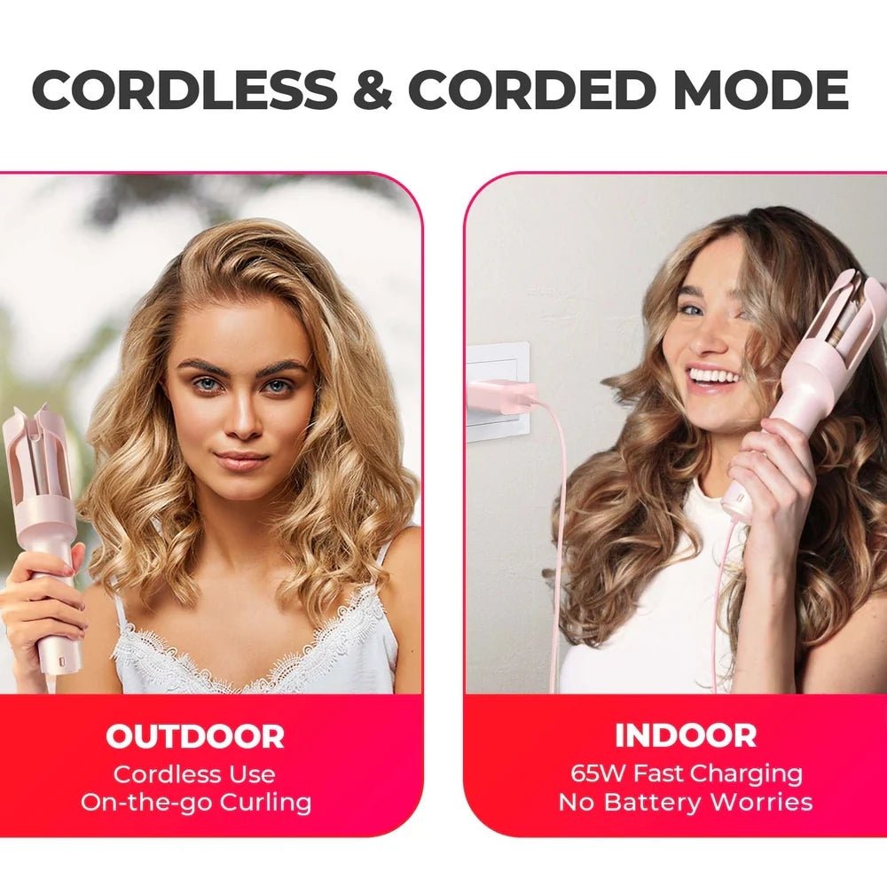 Tymo Curlgo Cordless Auto Curling Iron - Pink