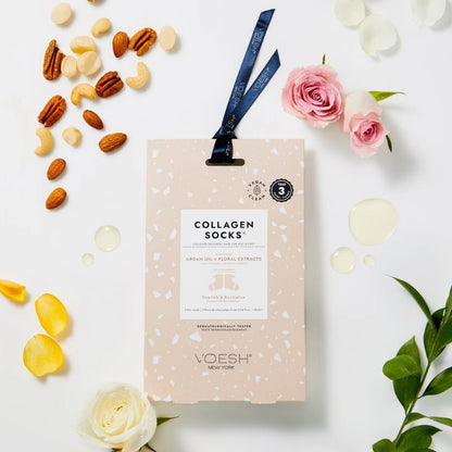 Voesh Collagen Socks Trio - Argan Oil &amp; Floral Extract (3 Pairs)