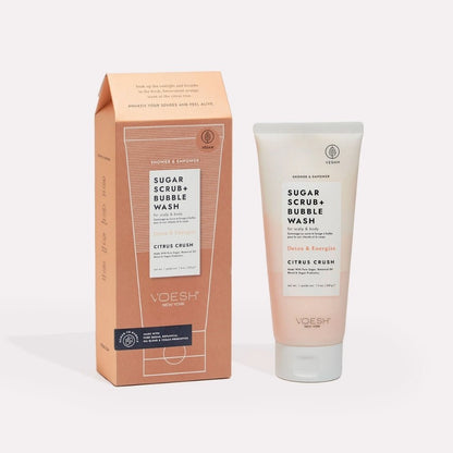 Voesh Sugar Scrub &amp; Bubble Wash-Citrus Crush 210g