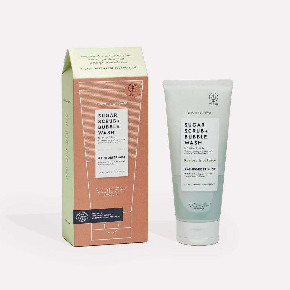 Voesh Sugar Scrub &amp; Bubble Wash-Rainforest Mist 210g